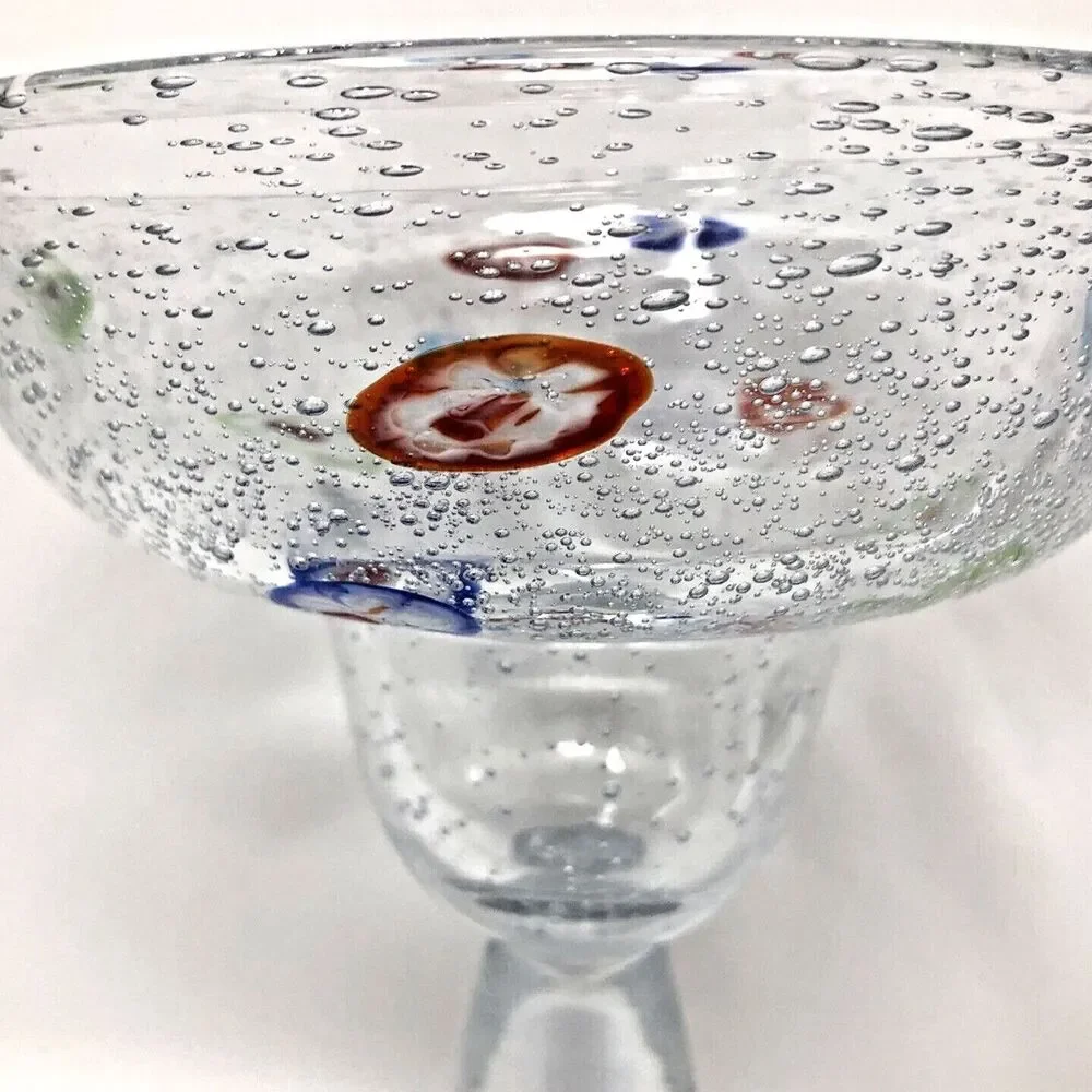 Margarita Hand Blown Glasses Vintage Millefiori Bullicante Barware Set of 2